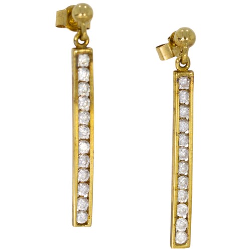 291 - 9ct Yellow Gold and CZ drop earrings. 1.5 Grams