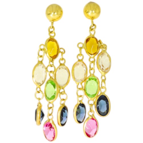 296 - 18ct yellow gold gem set earrings (matching bracelet 731)