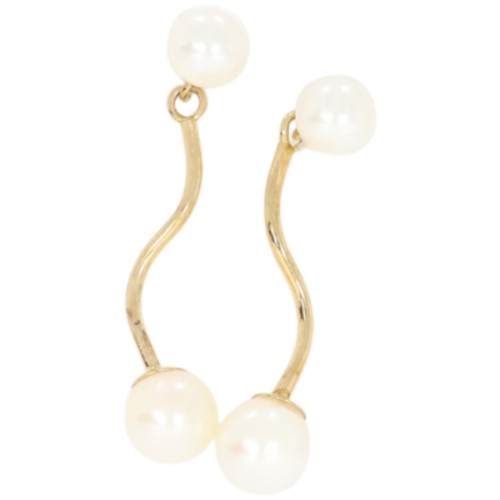 283 - 9ct yellow gold and pearl drop earrings.