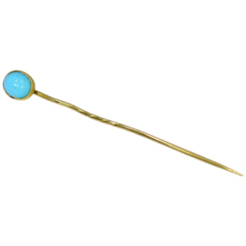 282 - Yellow Metal Tested As 9ct And Turquoise Pin 1.7 Grams