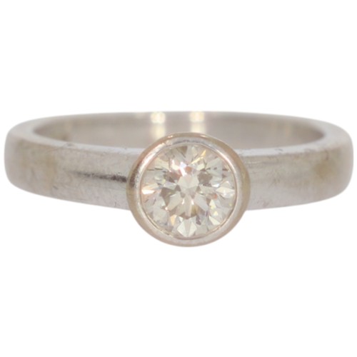 18ct White Gold Set With A Single Certificated Round Brilliant Cut Diamond Stated As 0.51ct, I Colour Si2 Clarity 4.4 Grams Finger Size I