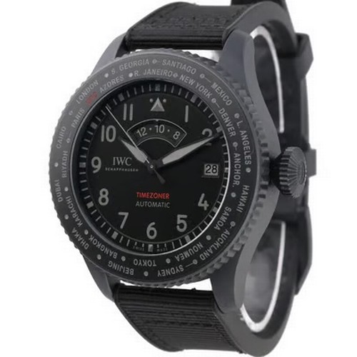 60 - A robust and technically impressive IWC Pilot's Watch Timezoner Top Gun Ceratanium wristwatch, refer... 