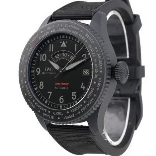60 - A robust and technically impressive IWC Pilot's Watch Timezoner Top Gun Ceratanium wristwatch, refer... 