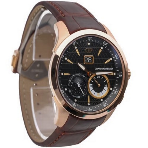 65 - A highly complicated and elegant Girard-Perregaux Traveller Large Date Moonphase GMT wristwatch, ref... 