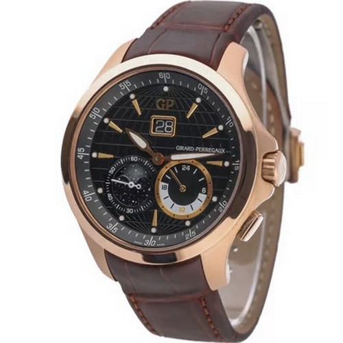65 - A highly complicated and elegant Girard-Perregaux Traveller Large Date Moonphase GMT wristwatch, ref... 