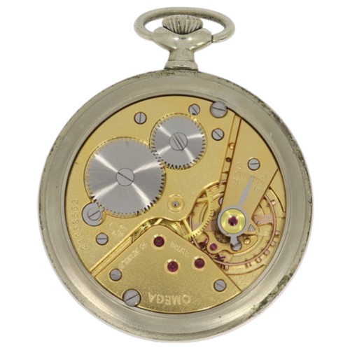 417 - Omega Pocket WatchA vintage Omega open-face pocket watch, reference 141-65, dating from 1964 with s... 
