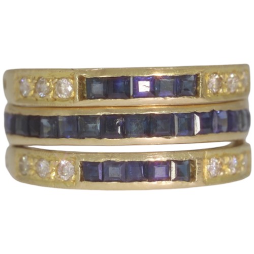 18ct Yellow Gold Diamonds And Sapphires 
16 Diamonds 38 Sapphire

Weight - 7.2 Grams 

Finger Size - O

AF