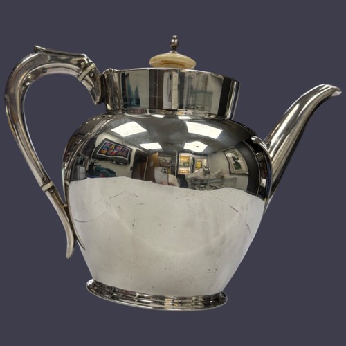 William Spurrier bullet teapot 1866 sterling silver