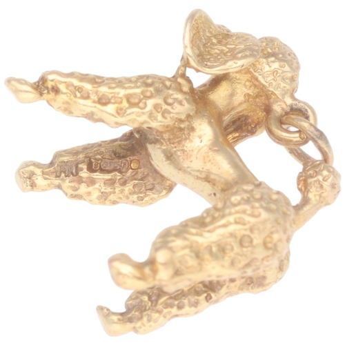 204 - 9ct Yellow Gold Poodle Charm With Red Stone Eyes Weight 8.9 Grams