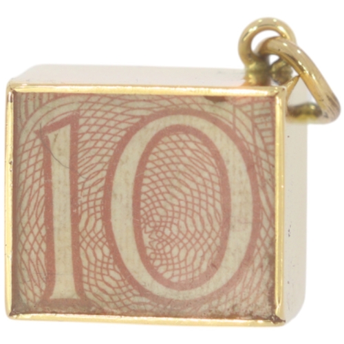 223 - 9ct gold ten shilling note box charm.