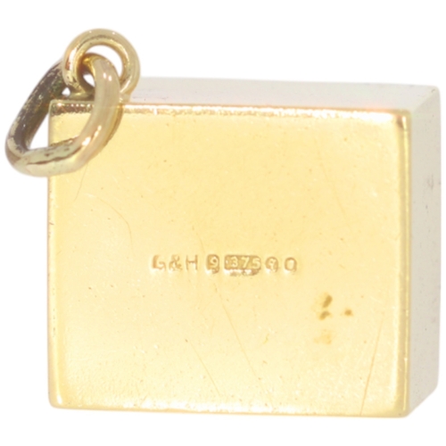 223 - 9ct gold ten shilling note box charm.