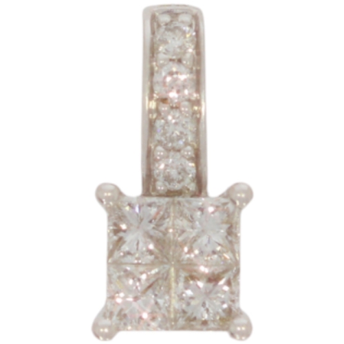 226 - 9ct white gold diamond pendant. Set with princess and brilliant cut diamonds of 0.50ct total, assess... 