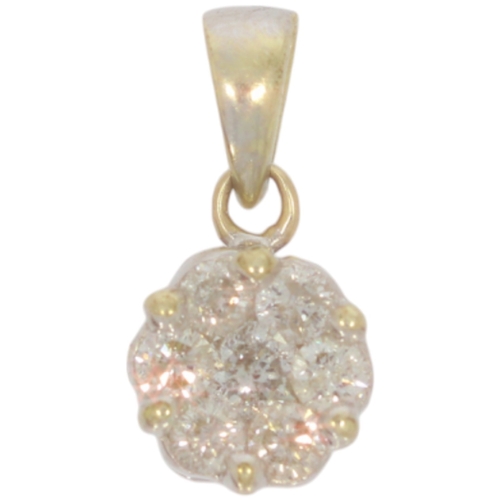 228 - 9ct white gold diamond cluster pendant. Set with brilliant cut diamonds of 0.50ct total, assessed as... 