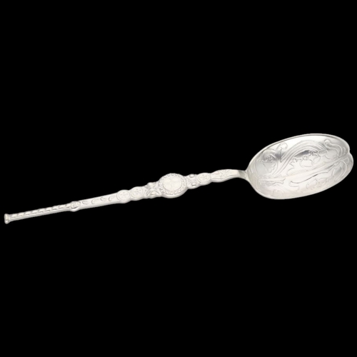230 - George VI sterling silver Coronation Anointing Spoon, hallmarked Roberts & Belk, Sheffield, 1937. 

... 
