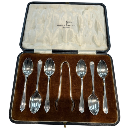 234 - A fine Edwardian seven-piece cased sterling silver tea service set by Walker & Hall, Sheffield, 1909... 