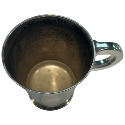 243 - A George VI sterling silver christening cup or small mug, hallmarked Birmingham, 1938, by A. L. Dave... 