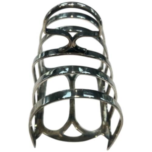 245 - A fine George V sterling silver four-division toast rack, hallmarked Chester, 1921. The rack feature... 