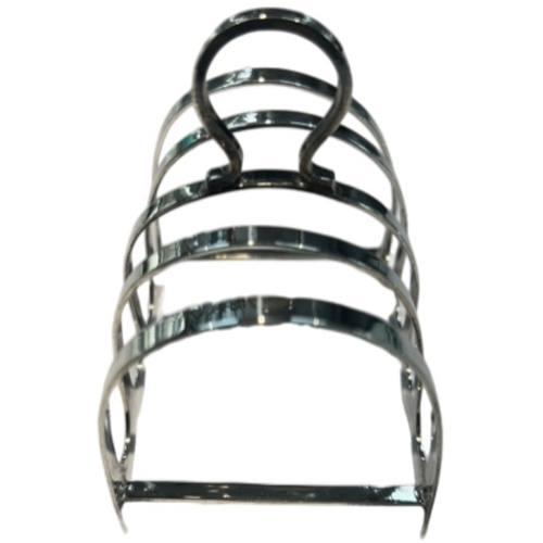 246 - A sterling silver four-division toast rack, hallmarked Sheffield, 1945. The piece features four arch... 