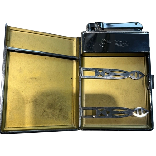 254 - A sophisticated Mid-Century Colibri combination lighter and cigarette case, circa 1950. Finished in ... 