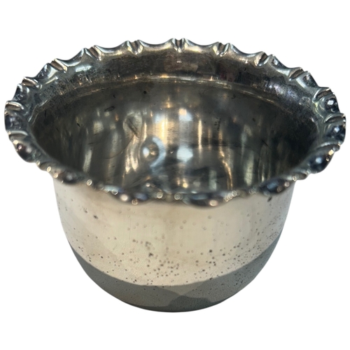 266 - A late Victorian electroplated sugar or bon-bon bowl of deep circular form with a decorative crimped... 