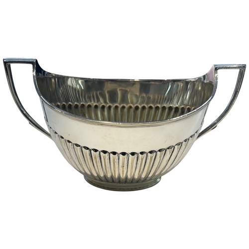 272 - A Late Victorian/Edwardian Silver-Plated Two-Handled Sugar Bowl Of deep circular form, featuring a c... 
