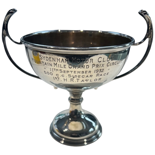 280 - A George V Sterling Silver Motor Racing Trophy, Birmingham 1932 A fine sterling silver two-handled p... 