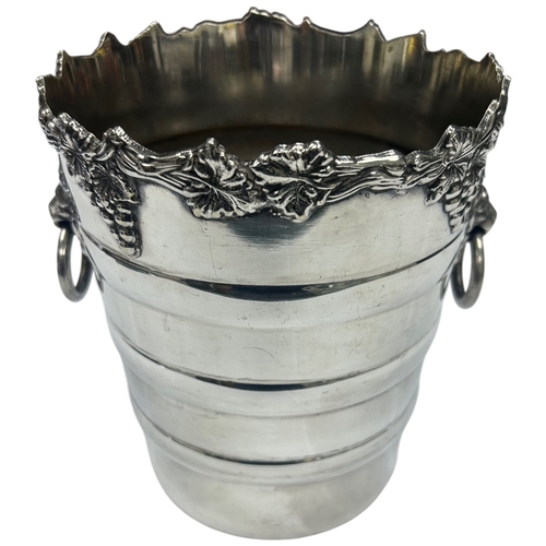 287 - A mid-20th-century silver-plated wine cooler by the F.B. Rogers Silver Co. The bucket features a fla... 