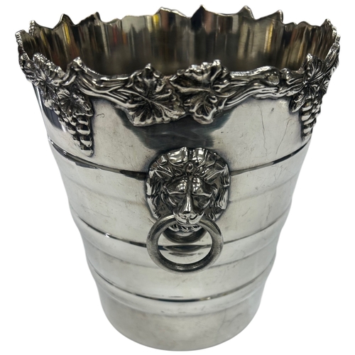 287 - A mid-20th-century silver-plated wine cooler by the F.B. Rogers Silver Co. The bucket features a fla... 