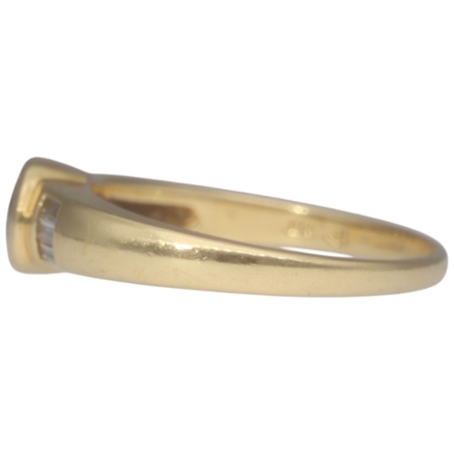 63 - 18ct Yellow Gold Brilliant And Baguette Cut Diamond Solitaire Ring Weight 3.48 Grams Finger Size L  ... 