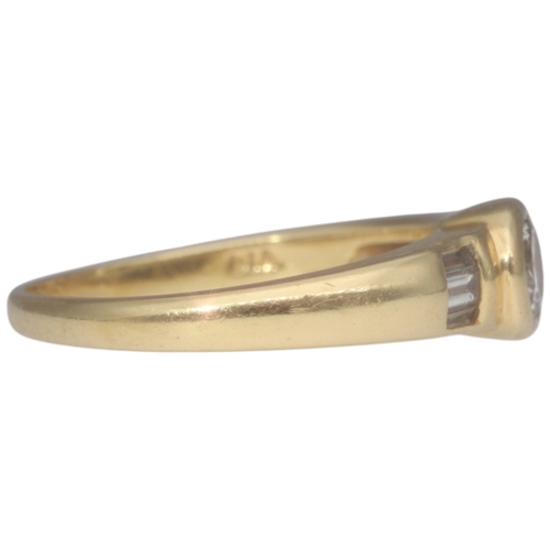 63 - 18ct Yellow Gold Brilliant And Baguette Cut Diamond Solitaire Ring Weight 3.48 Grams Finger Size L  ... 