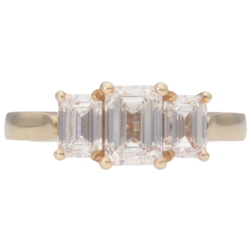66 - 9ct Yellow Gold 3 Lab Grown Diamond Ring Weight 3.99 Grams Finger Size P 9ct Yellow Gold 3 Lab Grown... 