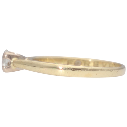 68 - 18ct Yellow Gold Forever Diamond Single Stone Ring Weight 2.6 Grams Finger Size O  Set with a round ... 