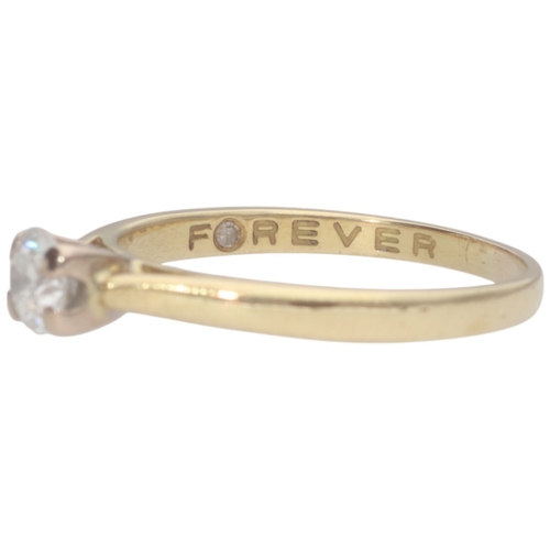 68 - 18ct Yellow Gold Forever Diamond Single Stone Ring Weight 2.6 Grams Finger Size O  Set with a round ... 