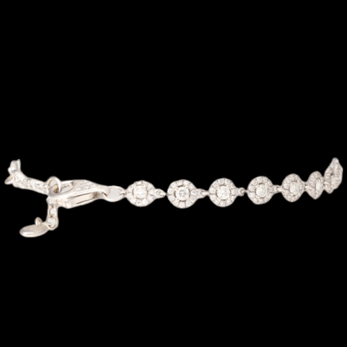 70 - White Metal Stamped And Tested 750 Diamond Halo Bracelet Weight 5.9 Grams Length 7 Inch  Set with br... 