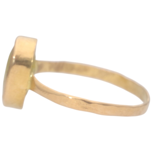 74 - Yellow Metal Tested 22ct Yellow Stone Ring Weight 3.85 Grams Finger Size Z +1  Set with a oval yello... 
