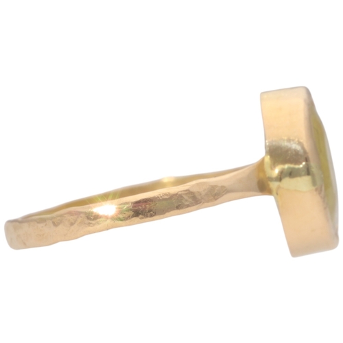 74 - Yellow Metal Tested 22ct Yellow Stone Ring Weight 3.85 Grams Finger Size Z +1  Set with a oval yello... 