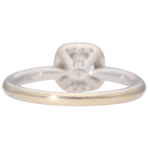 78 - 18ct White Gold Diamond Halo Ring Center Stone 0.31ct Colour E Clarity SI2 Weight 2.4 Grams Finger S... 