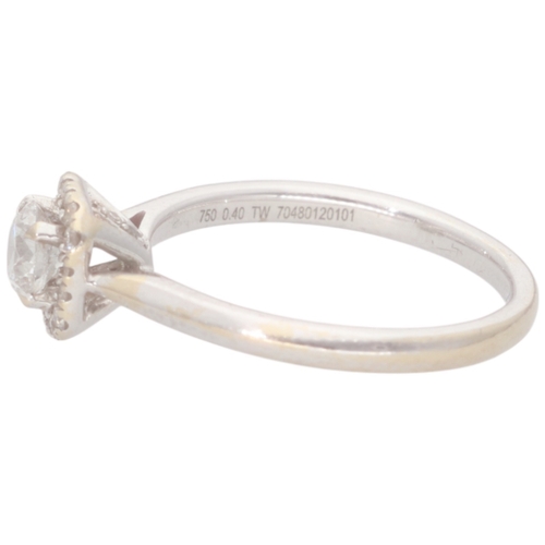 78 - 18ct White Gold Diamond Halo Ring Center Stone 0.31ct Colour E Clarity SI2 Weight 2.4 Grams Finger S... 
