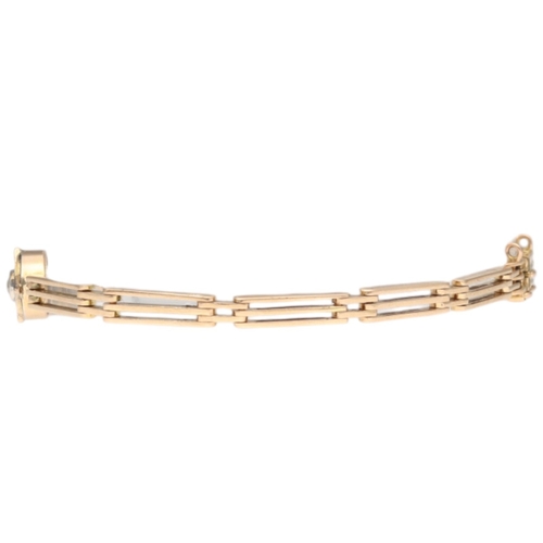 79 - Yellow Metal Tested 14ct Diamond Bracelet 11.1 Grams Length 8 Inch Early twentieth century bracelet.... 