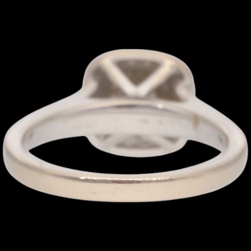 81 - 18ct White Gold Diamond Double Halo With Set Shoulders Weight 3.7 Grams Finger Size K  Set with a pr... 