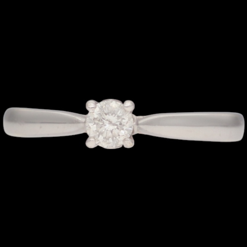 82 - 9ct White Gold Single Diamond Ring Weight 2.1 Grams Finger Size L  Set with a round brilliant cut di... 