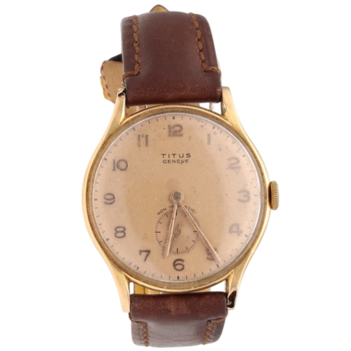 7 - TITUS GENÈVE 18 CARAT GOLD MANUAL WIND GENTLEMAN'S WRISTWATCH, CIRCA 1940s

Brief Description

A cha... 
