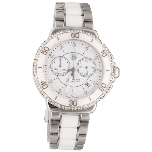 18 - TAG Heuer Formula 1 Steel & Ceramic Diamond Chronograph, reference CAH1213, dating to 2012. Featurin... 
