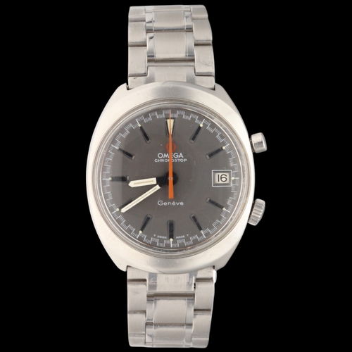 48 - Omega Genève Chronostop, reference 146.0010, dating to circa 1969. The 35mm stainless steel tonneau-... 