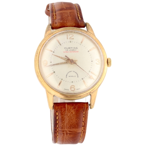 26 - Curtiss Super Automatic wristwatch, featuring a 34mm gold- plated case with a stainless steel screw-... 