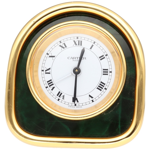 41 - Les Must de Cartier Alarm Clock – Ref. 7509 – Green Enamel Movement: High-Grade Swiss Manual- Wind M... 