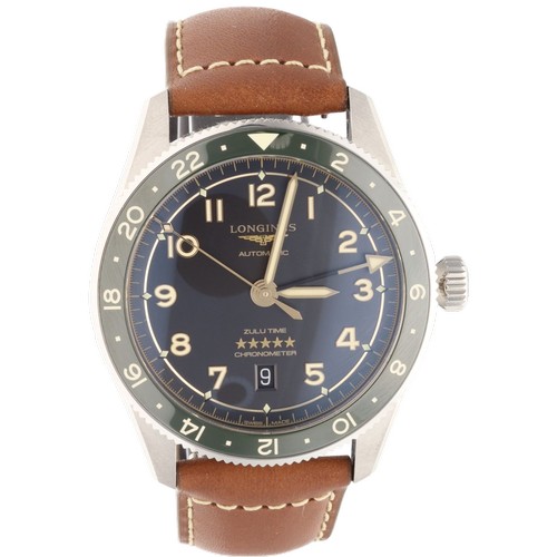 47 - Longines Spirit Zulu Time 42mm GMT L3.812.4.63. 2 Green Bezel - Full Set Box & Papers Up for auction... 