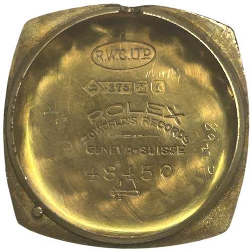 71 - Rolex 9ct yellow gold cocktail wristwatch, circa 1960. The petite circular gold case features a silv... 