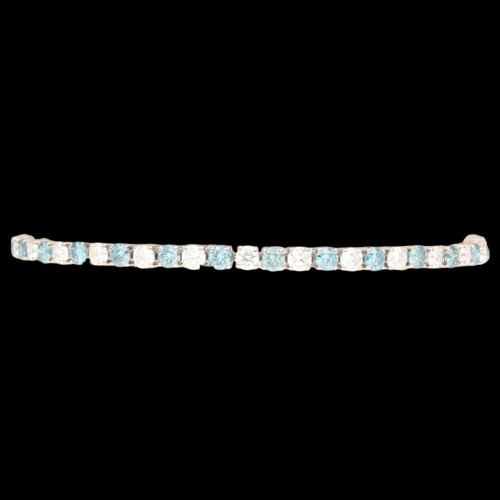 6 - White Metal Tested as 18ct Treated Blue Diamond And Diamond Tennis Bracelet. Set with treated blue b... 