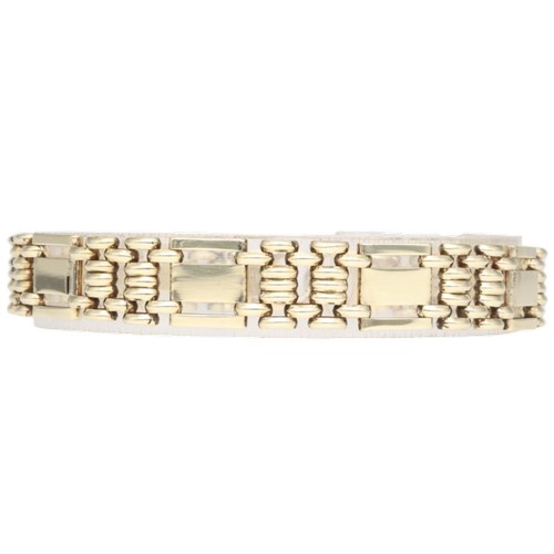 3 - 9ct gold gate link bracelet with bar accents

Material: 9ct Yellow Gold
Style: Gate Link / Bar Accen... 